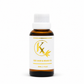Bottle of CBD hair and beard oil with a white label on a white background