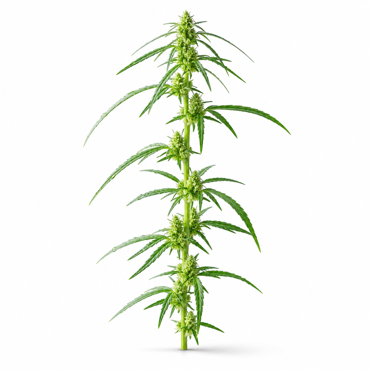 Green hemp plant on a white background